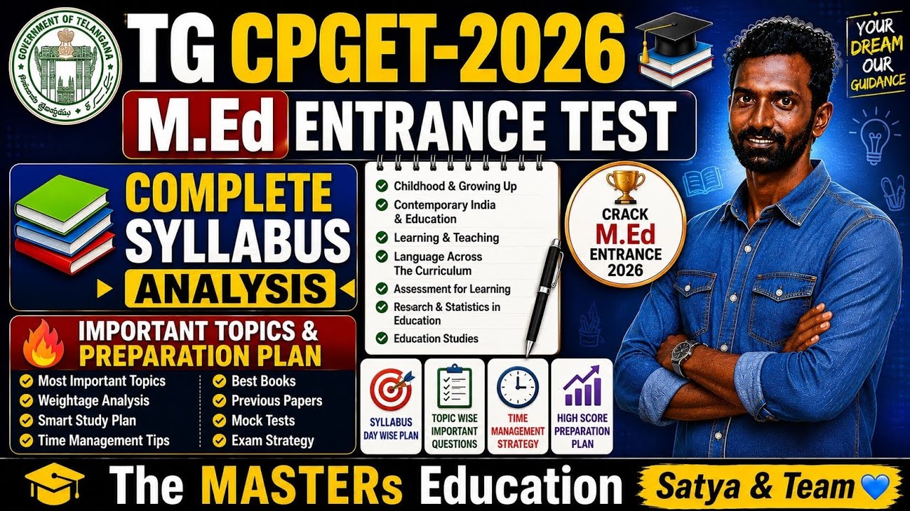 TG CPGET-2026 M.Ed Entrance | Complete Syllabus Analysis & Preparation Strategy MASTER OF EDUCATION 