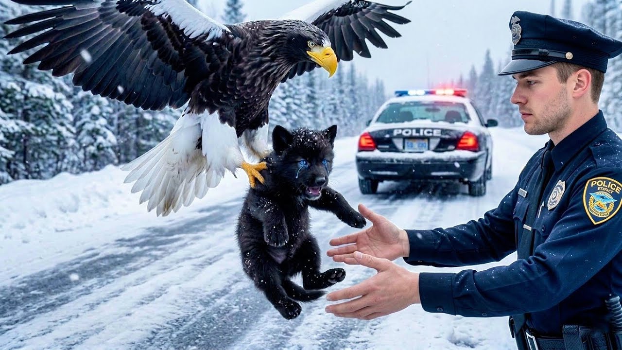 Ein schwarzer Wolf verschwindet im Wald – Was der Adler danach tat, ist unglaublich!