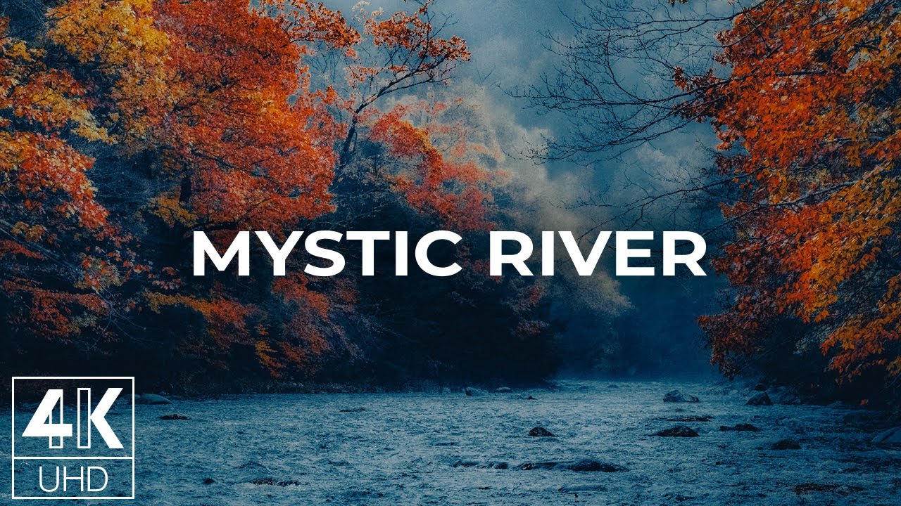 4K Calm Fall Foliage Ambience | Mystic Forest River Screensaver with White Noise & ASMR Water Sounds