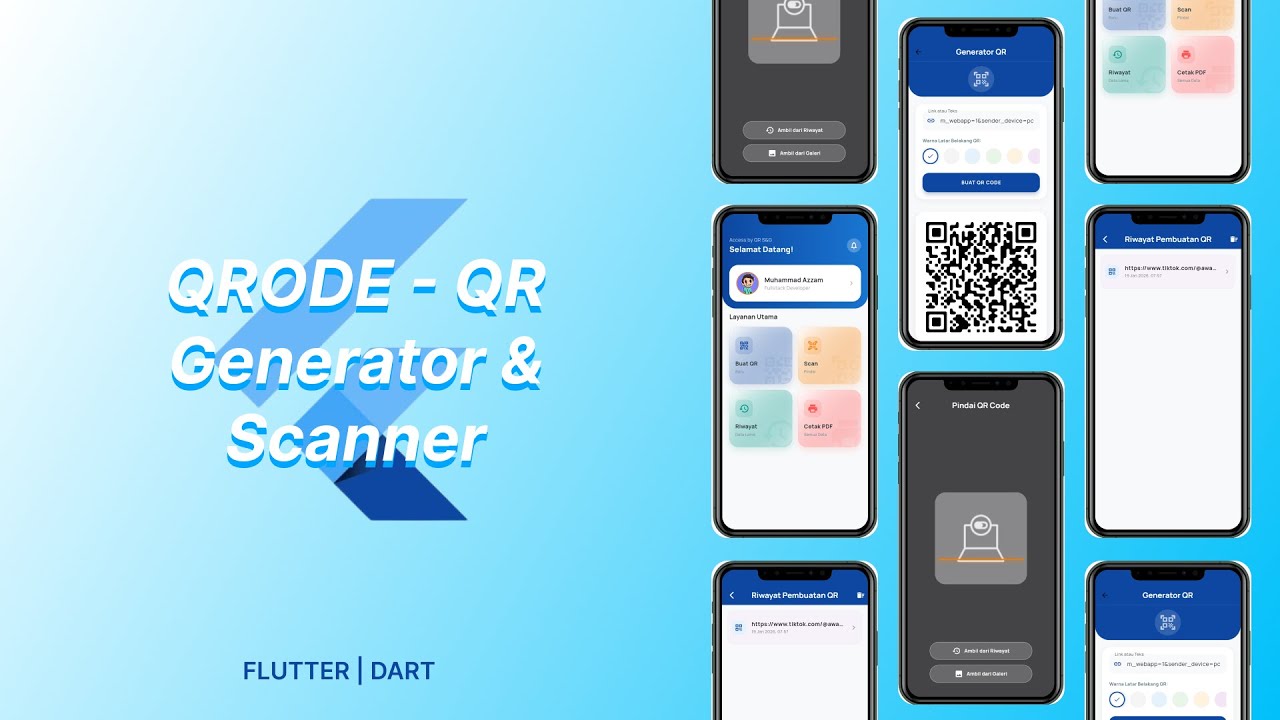 QRODE - Modern QR Code Generator & Scanner Demo | Flutter & Dart