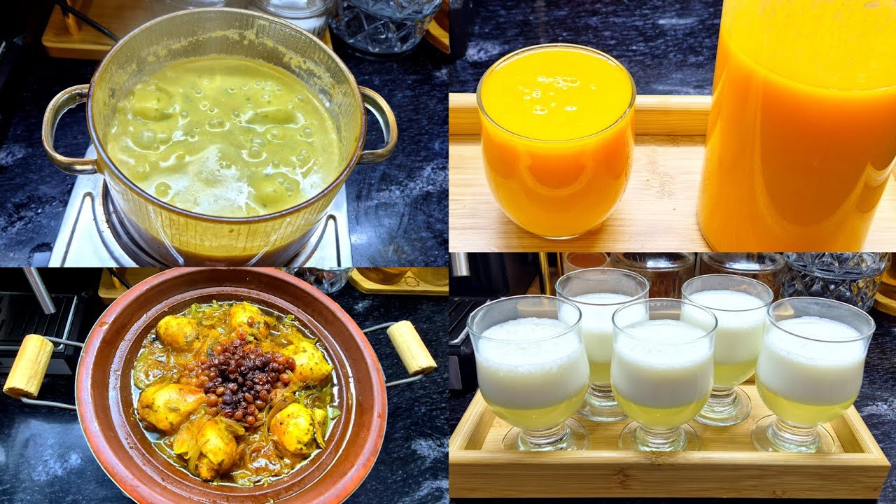 فطور اليوم شوربة القرع الصحية تحلية بمذاق الحامض عصير منعش ب2مكونات طاجين بالبصلة والزبيب