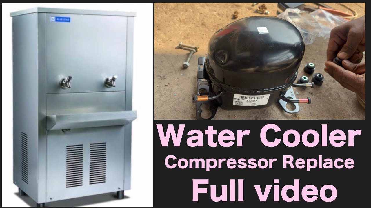 Water cooler compressor replacement completed with gas charging for efficient cooling performance &mdash;