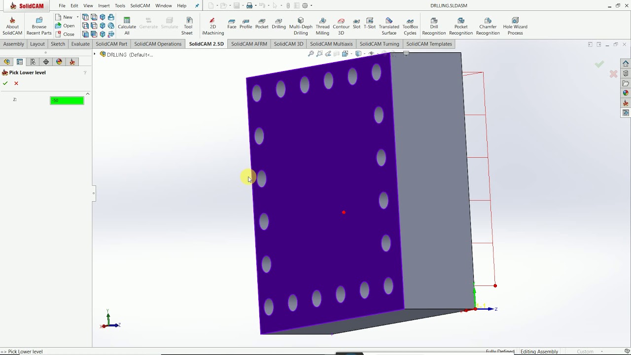 Drilling operation in solidcam
