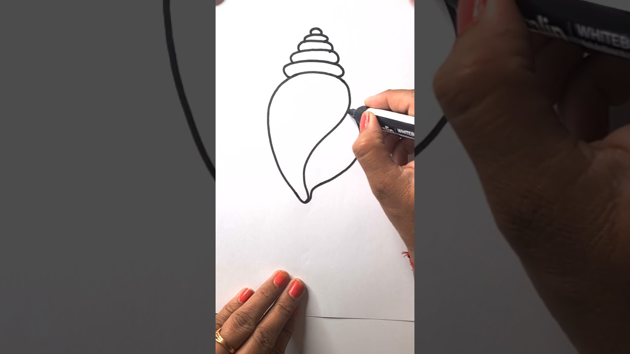 How to Draw Sankha / How to draw conch / How to draw shell #shankh #drawing #sketch #shiv