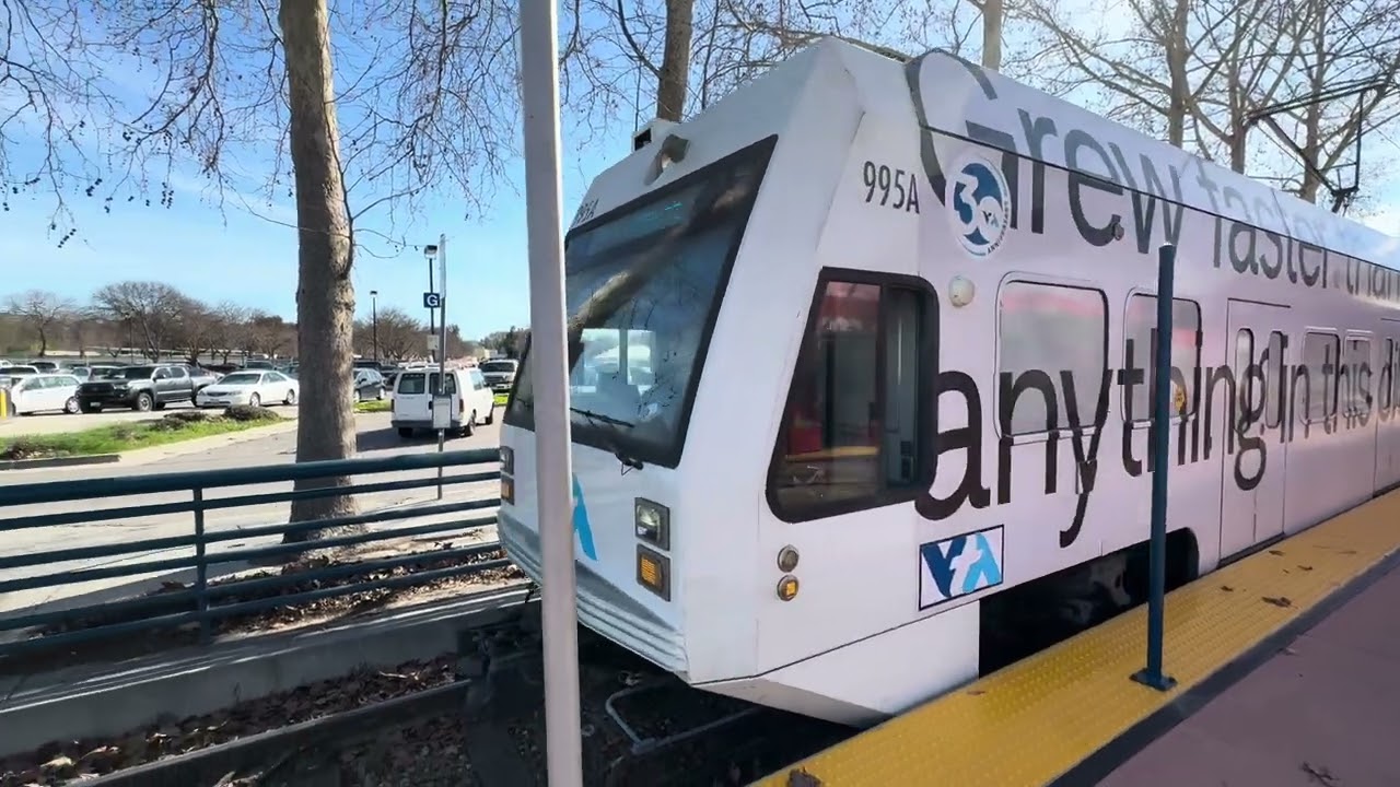 VTA light Rail Blue line ￼995A departing Santa Teres my good friend Alberto driver
