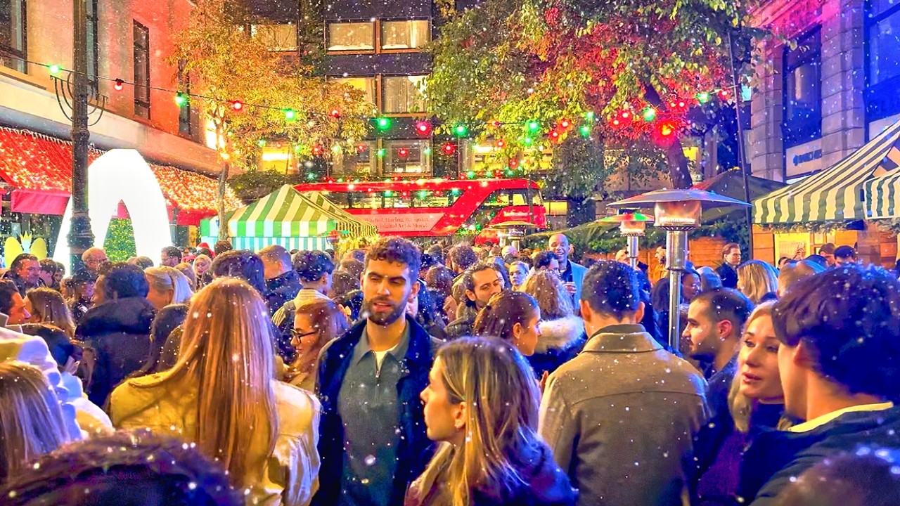 LONDON 2025 ✨ The Mayfair Christmas Market 🎄 Day & Night with DJ & Snow ❄️ 4K HDR