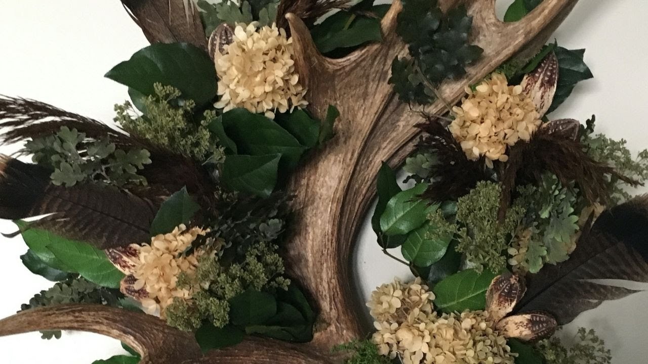 Rustic moose antler wreath