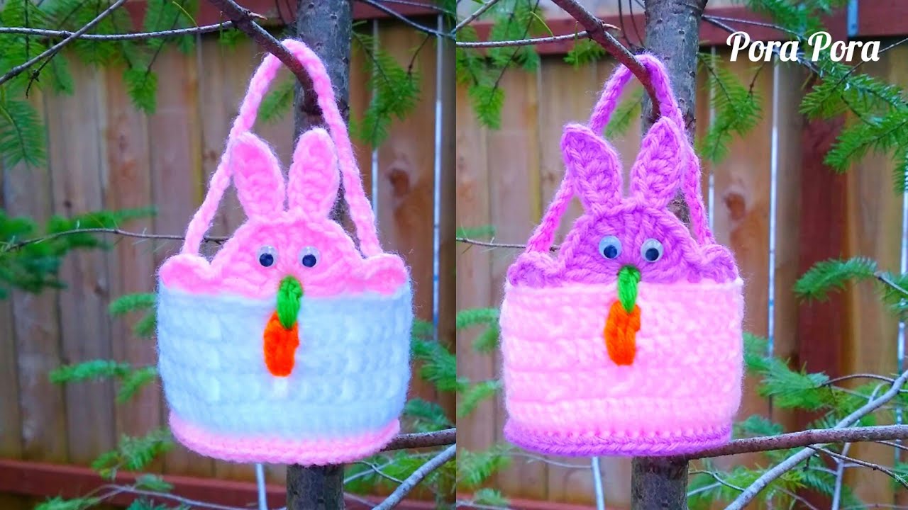 Crochet Bunny Basket I Crochet Easter Basket Tutorial I Crochet Easter Projects