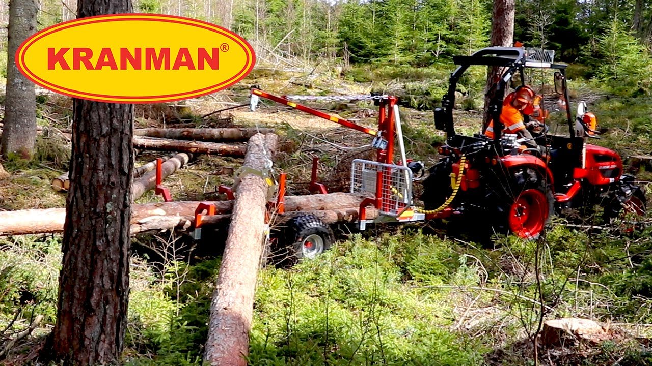 Kranman T1100 med hydraulisk vajerkran för traktor Branson 2500