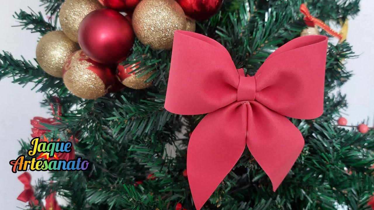 [PASSO A PASSO]Como fazer LAÇO de Natal com EVA, Árvore de Natal.Lazo de espuma EVA para Navidad.DIY