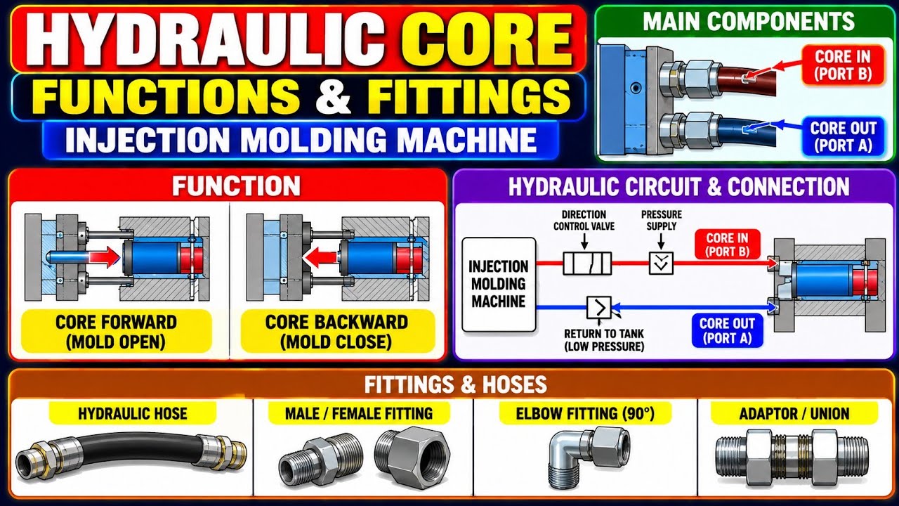 Hydraulic Core Functions and Fitting INJECTION MOLDING MACHINE