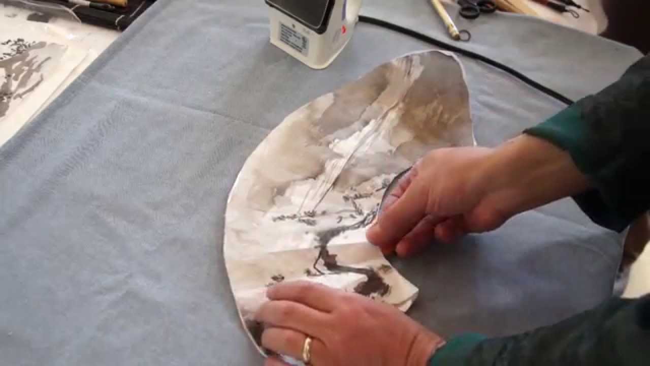 How to Dry Mount a Fan-shaped Chinese Painting with Silicone Paper