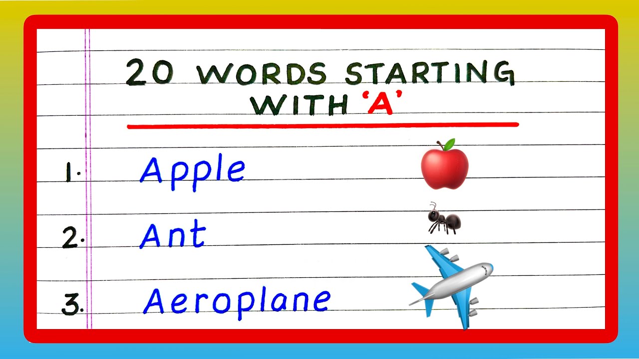 Words Starting with Letter "a" | 20 Words Starting with letter 'a' | A Starting Words