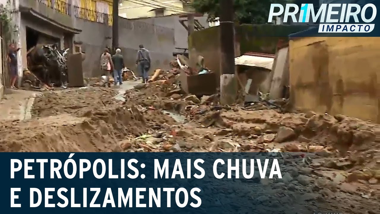 Petrópolis amanhece sob chuva fina e novos deslizamentos | Primeiro Impacto (18/02/22)