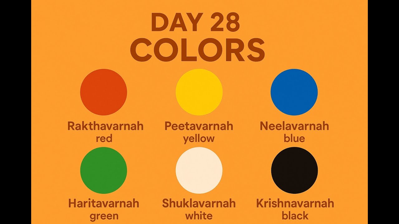 Day 28 &ndash; Colors in Samskrutha | Learn 6 Basic Sanskrit Color Names | Speak Samskrutha with Me