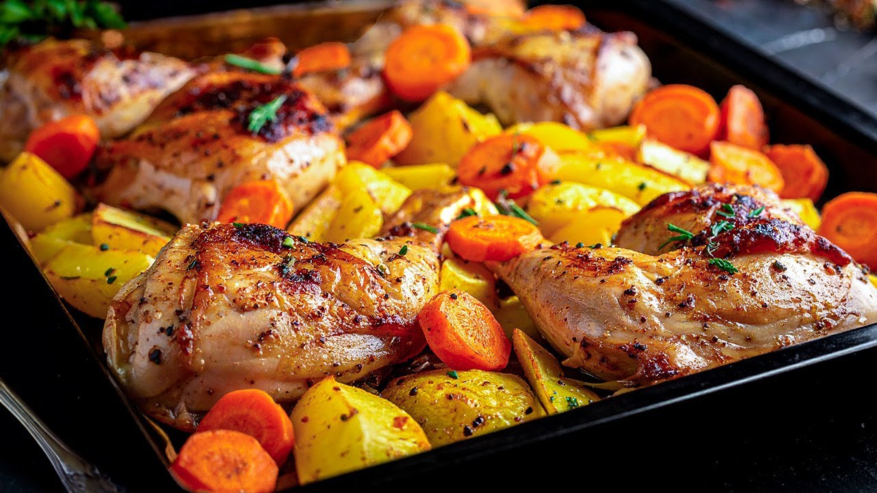 Oven-Baked Chicken Legs with Potatoes. A Hearty Family Dinner