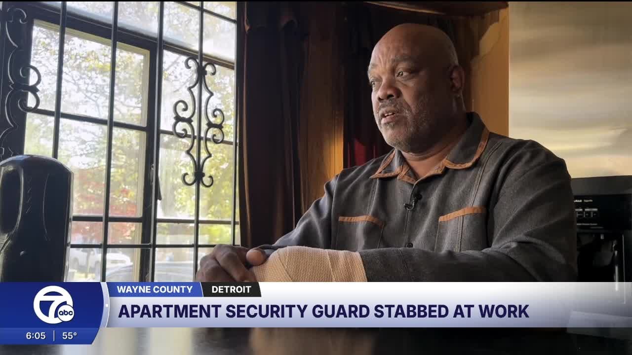 Apartment security guard stabbed at work