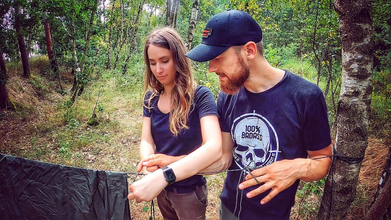 Sabrina & Nicoles erstes mal im Wald schlafen - Tarp Set-Up einrichten