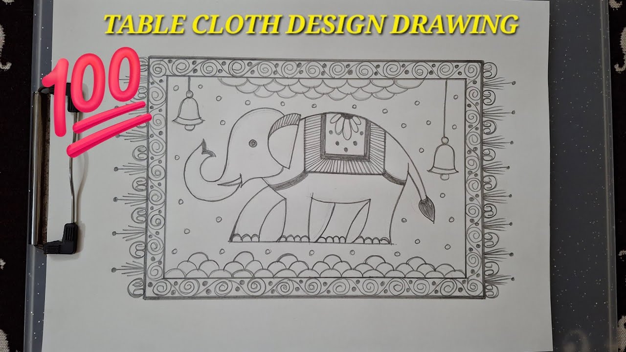 How To Draw Table Cloth Design Drawing | Intermediate Exam Design Drawing | Sankalp Chitra |Sketch