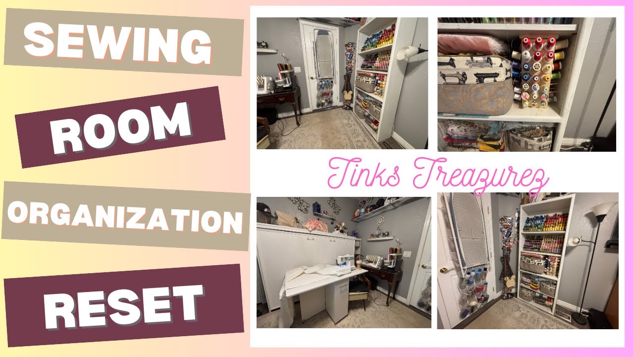 Sewing Room Reset | Thread Storage, Embroidery Hoop Organization & Modular Table in Action
