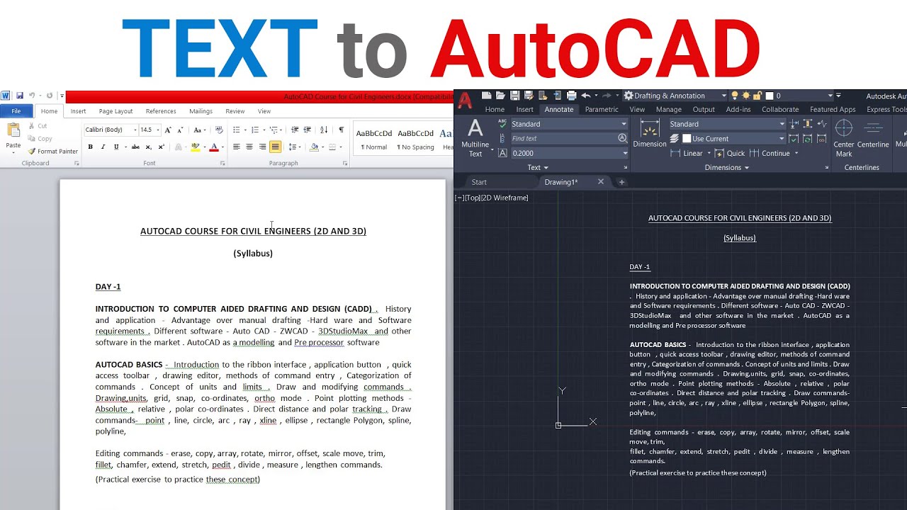 Import a Text Document to AutoCAD | Doc to DWG
