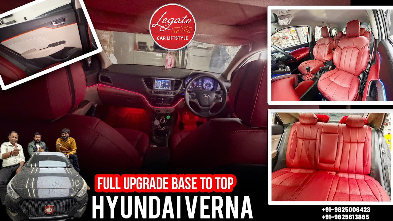 Hyundai Verna Full Interior Upgrade 🔥 Legato Premium Seat Cover & GT10 Ambient Lights! #verna