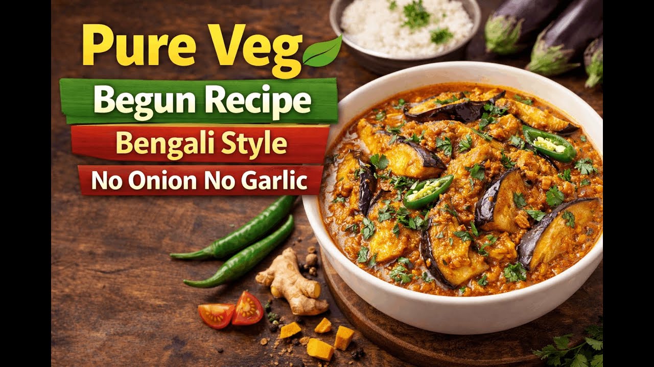Pure Veg Begun Recipe | Bengali Style | No Onion No Garlic | Shuddh Veg Kitchen