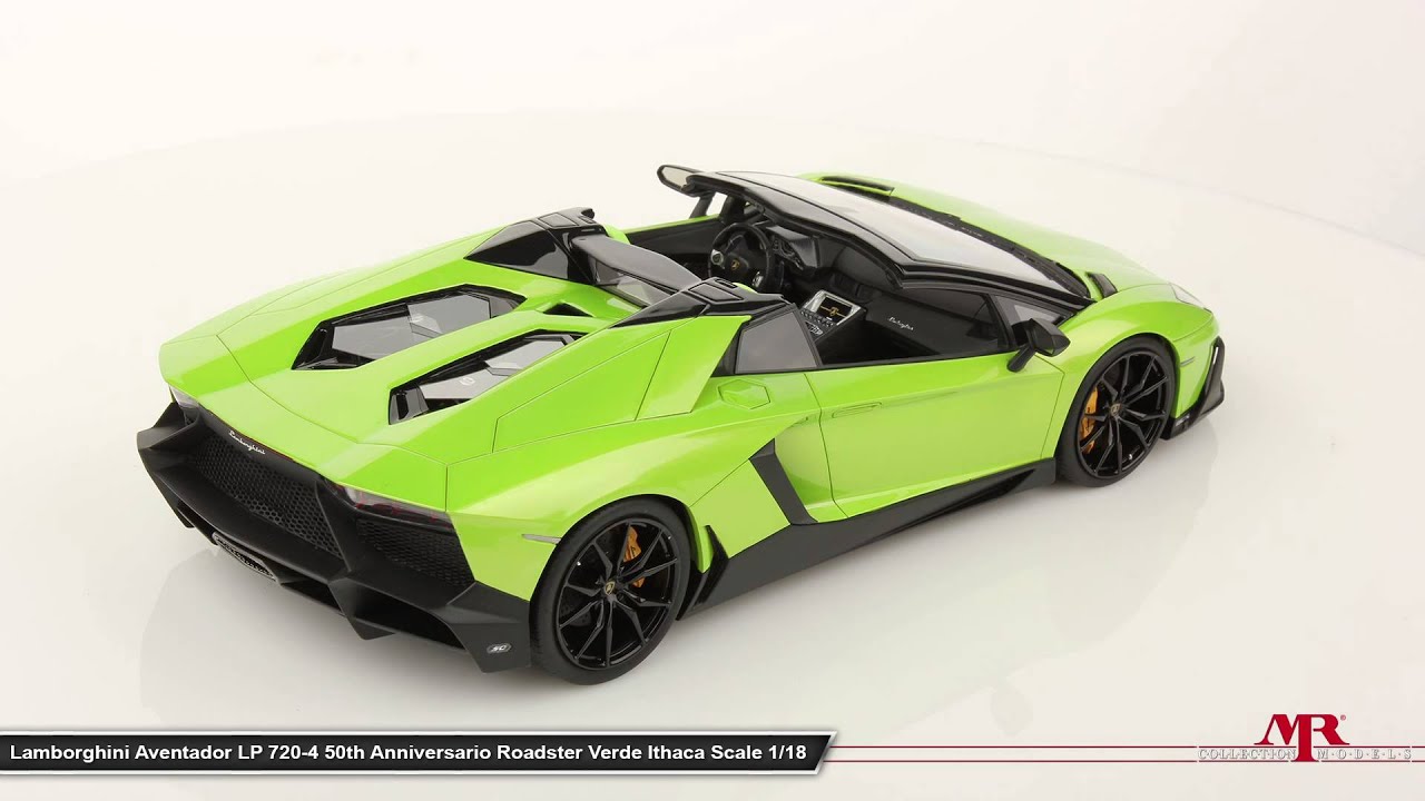 MR Collection Models - Lamborghini Aventador LP 720-4 Roadster 50&deg; Verde Ithaca- Scale 1/18