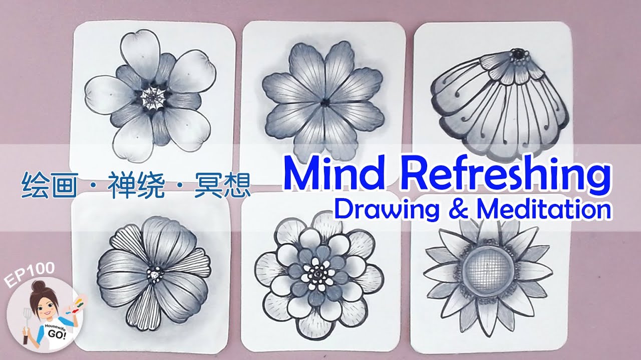 Pretty flower patterns - Zentangle inspired Mind refreshing drawing  EP100