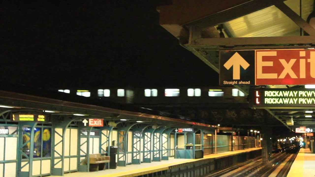BMT R143 / R160 (L) at Livonia Avenue (Plus an R142 (4)) @ NIGHT