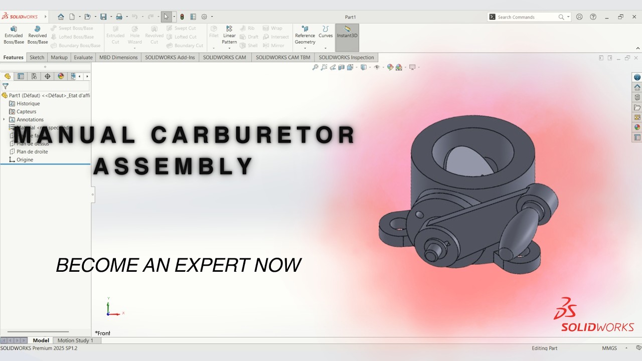 Manual Carburetor - SolidWorks English Tutorial For Beginners Assembly