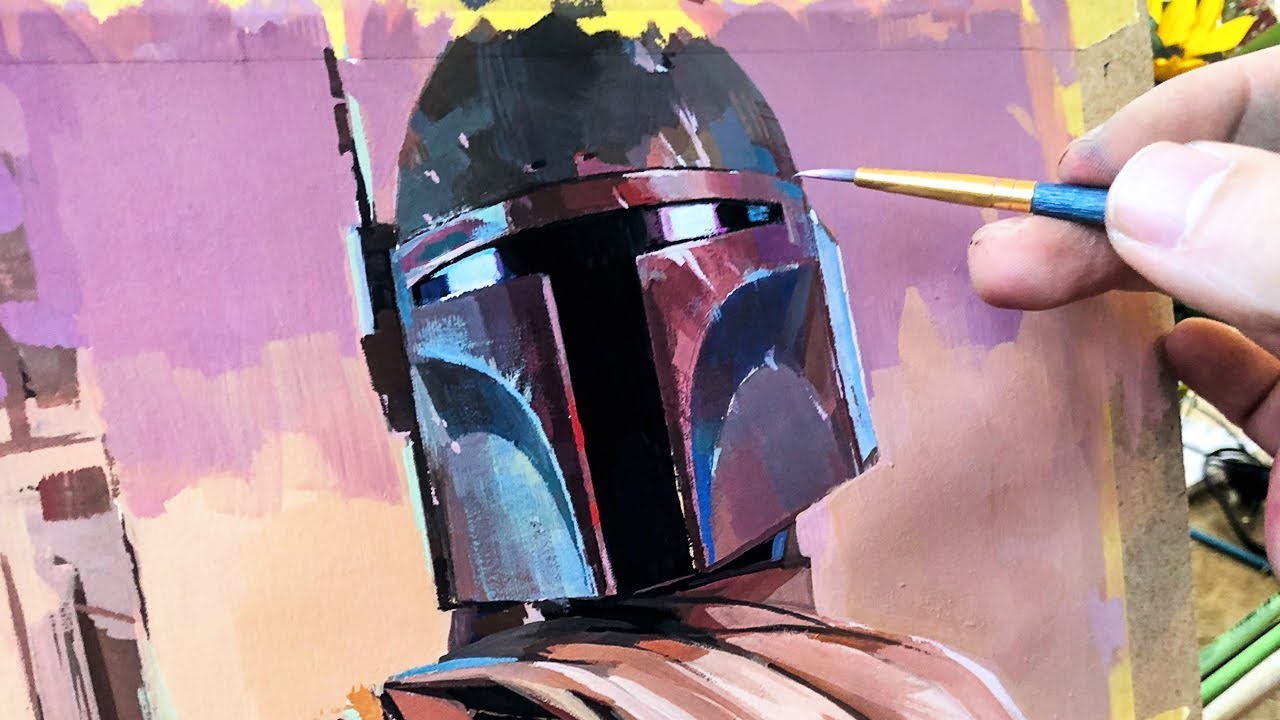Painting Boba Fett with Gouache // Opaque Watercolor