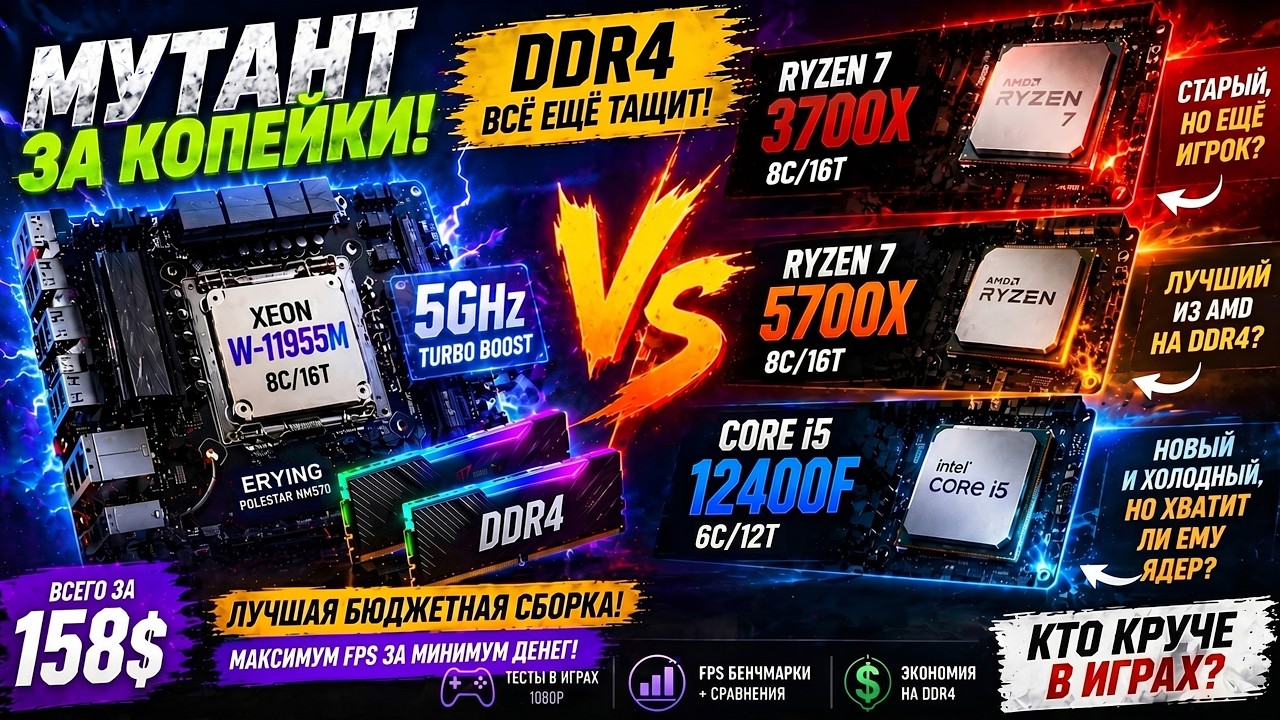 🔥Best Budget DDR4 PC in 2026?🔥 Xeon W-11955M vs Ryzen 7 3700X/5700X and Intel Core