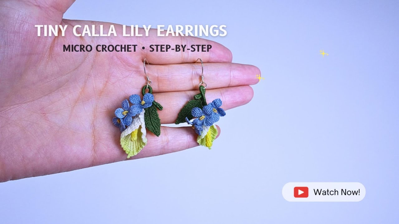 Calla Lily Earrings | Micro Crochet Tutorial (Step-by-Step)