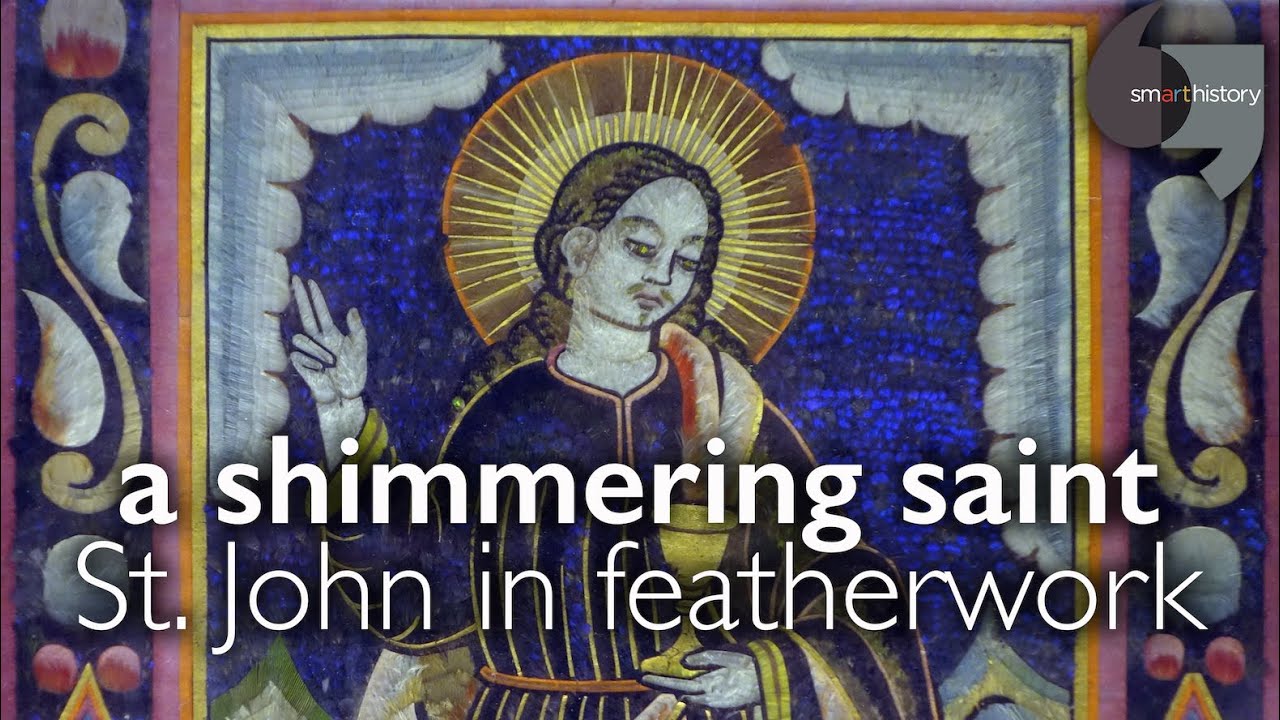 A shimmering saint, St. John in featherwork