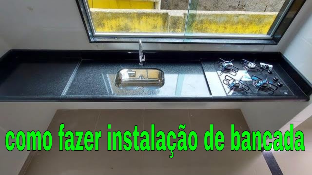 Como instalar bancada pia de cozinha área seca e cooktop granito preto são gabriel