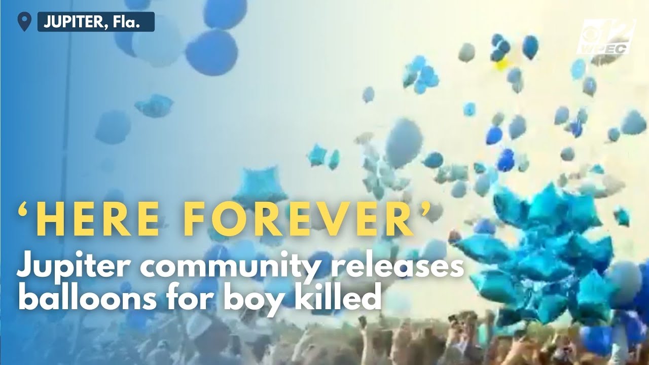 'Here forever': Jupiter community releases balloons for boy killed in E-bike crash