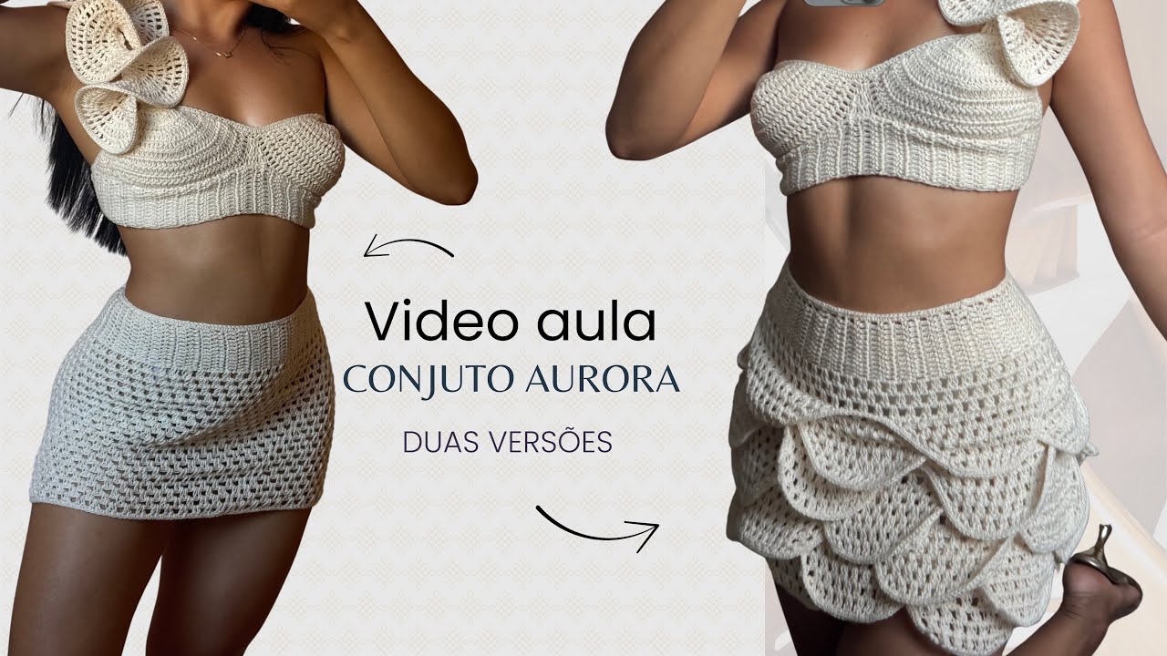 Conjunto em croch&ecirc; com babados #crochet #moda #tutorial 