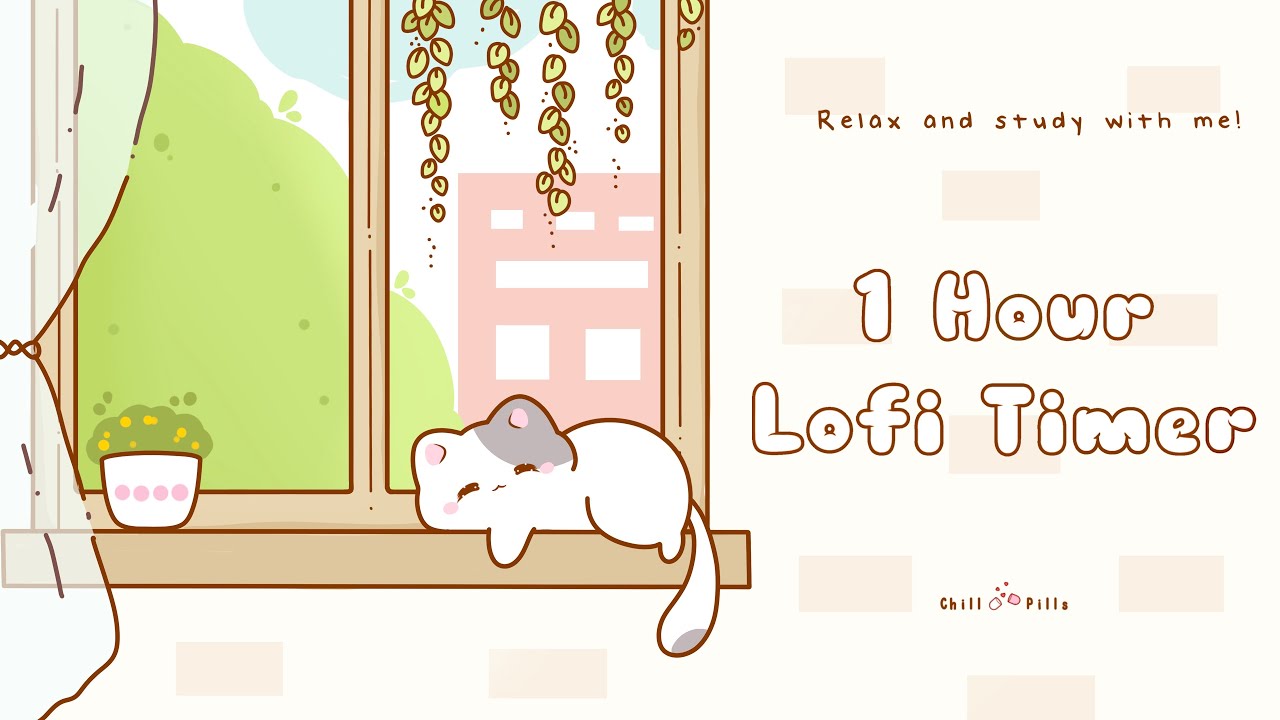1 Hour - Relax & study with me Lofi | Cat by the window #timer #1hour #1hourloop #lofi #relaxing