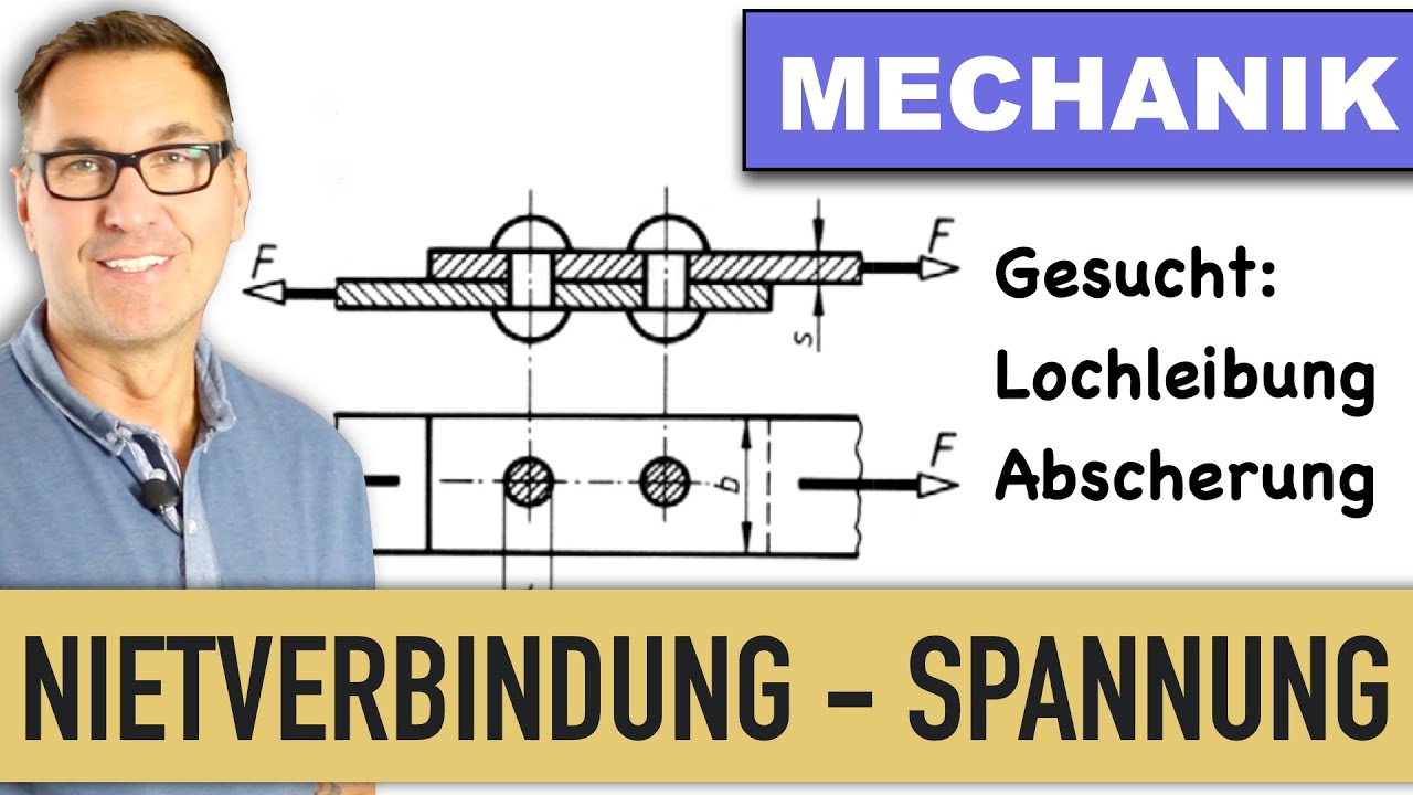 Nietverbindung | Abscherung | Lochleibungsdruck | Nietdurchmesser | Spannung | Zugkraft