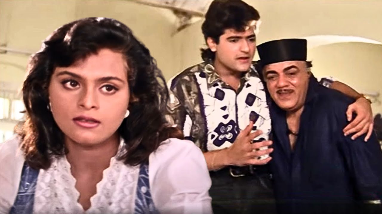 शिल्पा शिरोडकर, अरमान खोली और मेहमूद का त्रायो सीन - Bollywood Action Drama Film - Mehmood - Juaari
