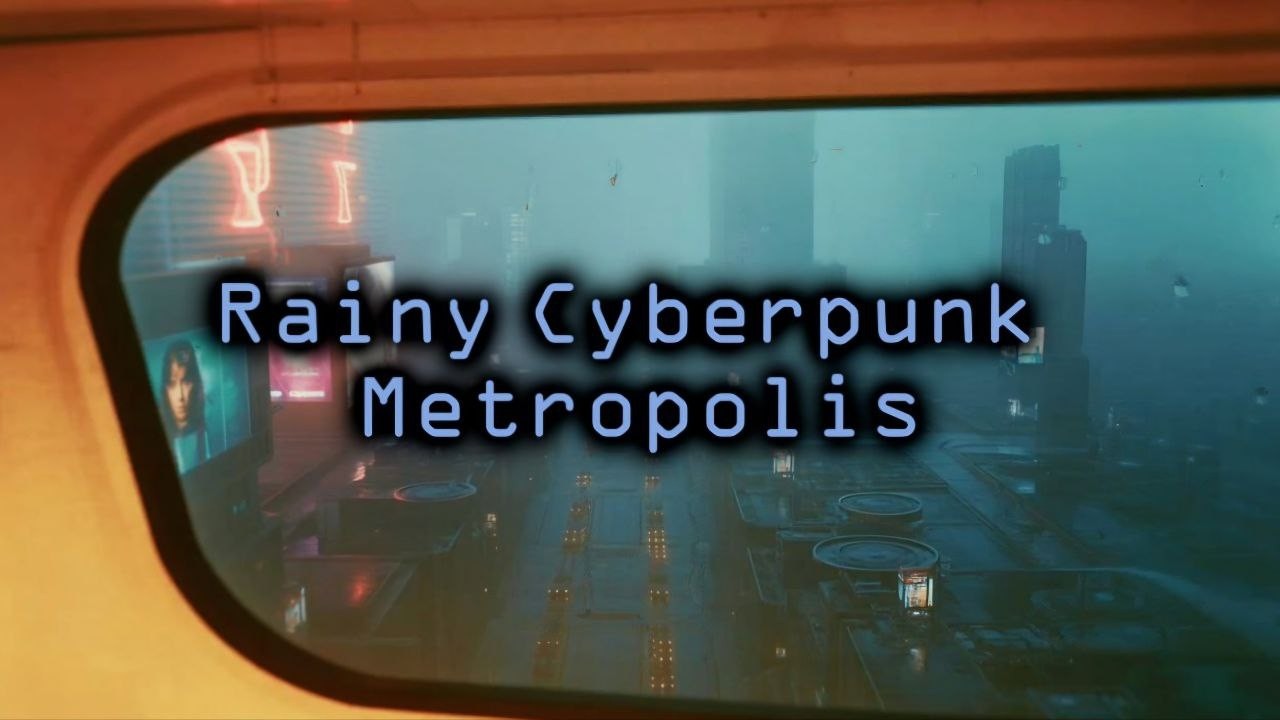 (1 Hour) Rainy Cyberpunk Metropolis • Dark Ambient for Solitude • by Rain Runner