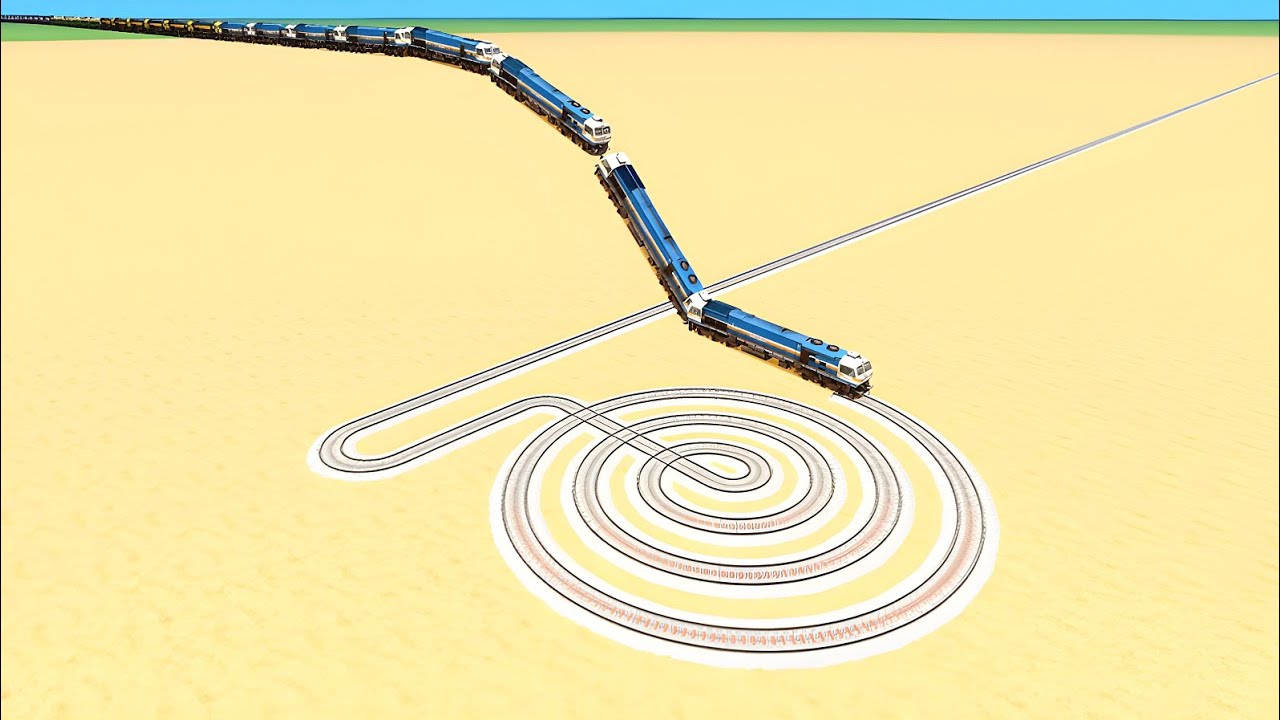 🐍 ONE TRAIN CROSSIN ON SPIRAL CIRCLE SNAKE ZIG ZAG CURVED UTRUN RAILROAD BEANG DRIVE 