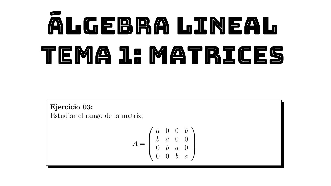 ejercicio 03 rango de una matriz con parámetros || álgebra lineal tema 1 matrices