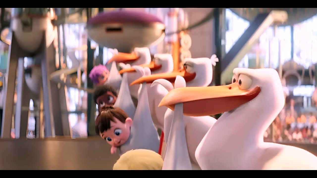 storks ending | a happy ending scene  | storks delivering babies | baby factory | storks ending song