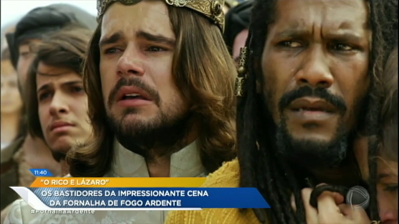 Hoje em Dia mostra os bastidores da cena fornalha do fogo ardente em O Rico e Lázaro
