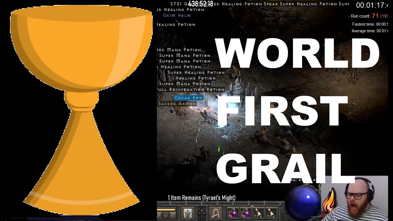 World First D2R Holy Grail Completion! Fastest Ever Grail! Tyrael's Might Find day54 / 438 hours