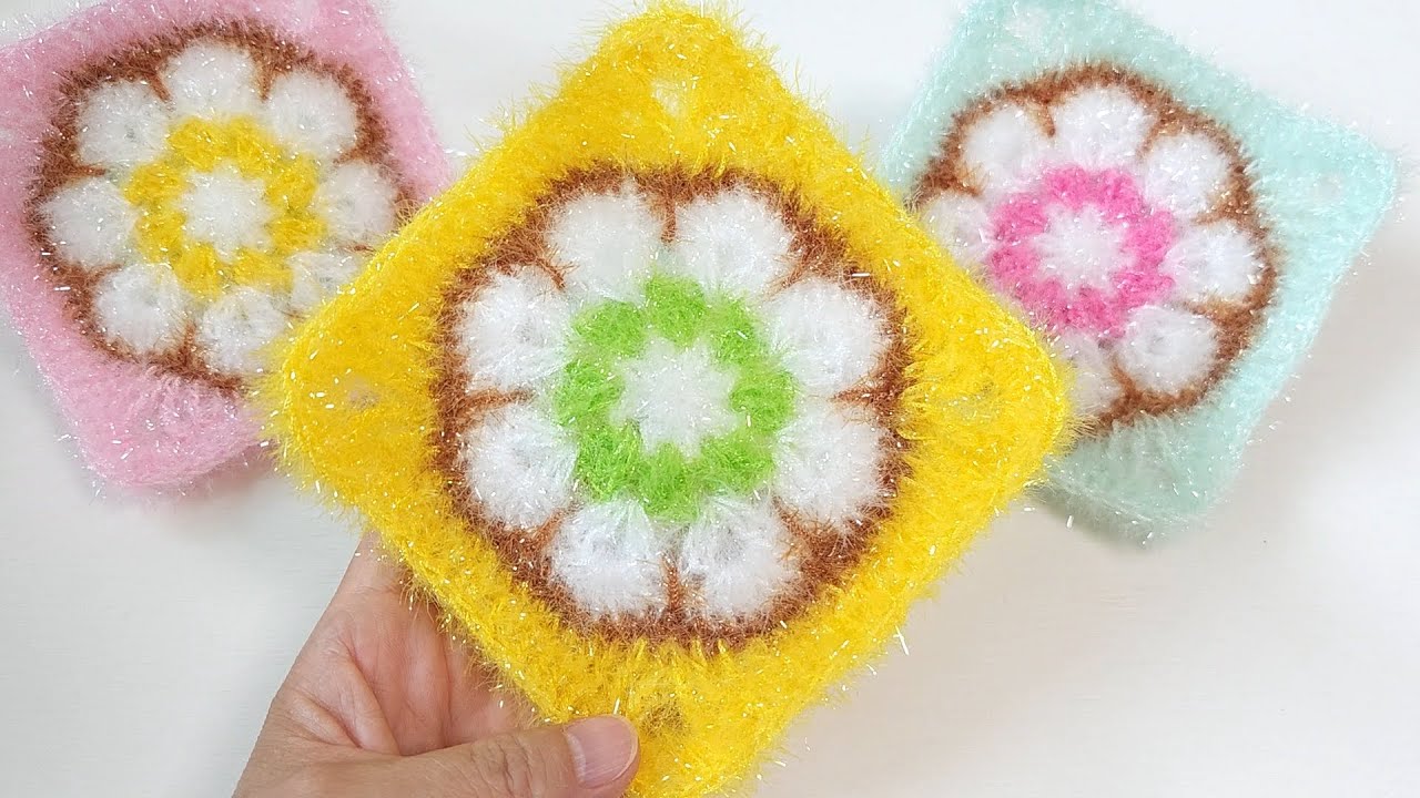 수세미뜨기 /사각 액자 수세미/ Crochet dish scrubber