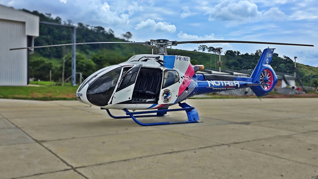 Helicóptero Airbus H130 T2 do NOTAER Acionamento e Decolagem