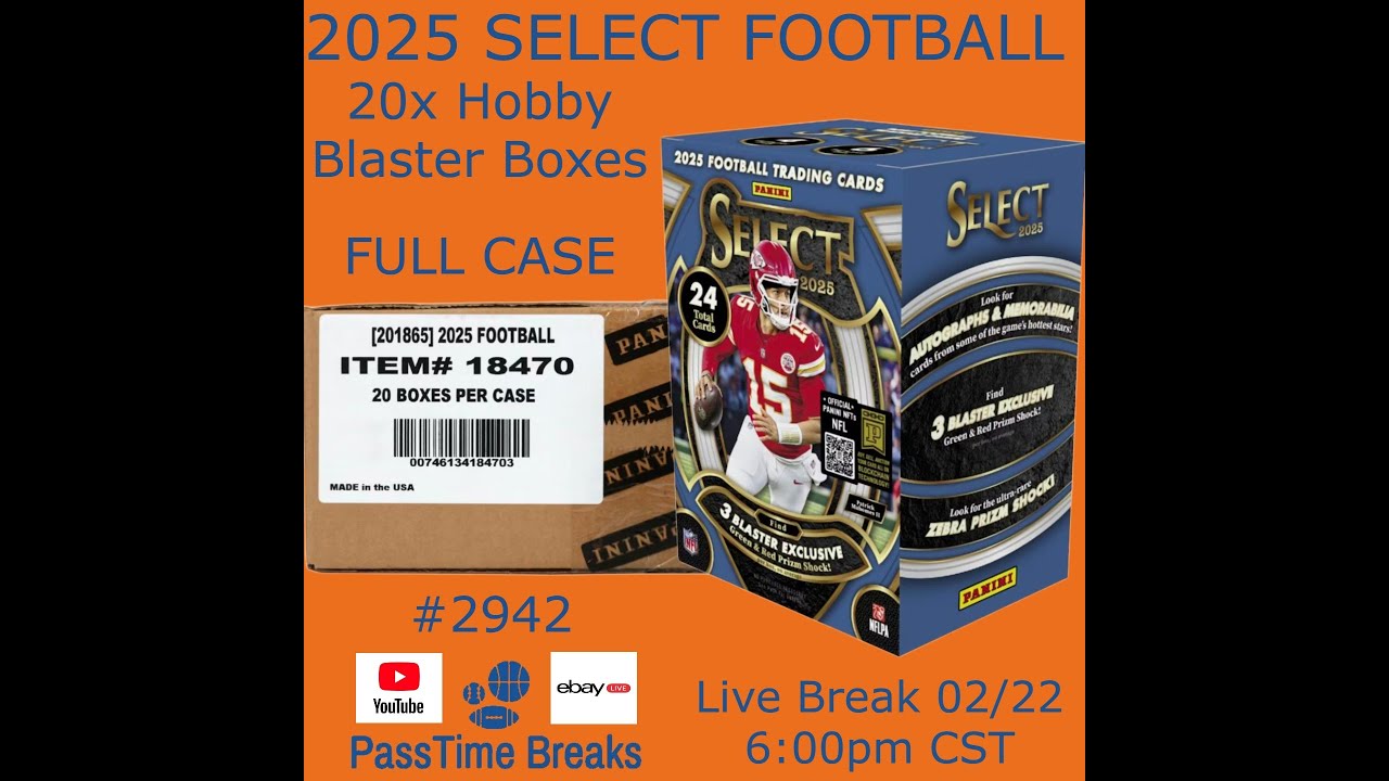 02/22 - 2025 SELECT FOOTBALL - 20x Hobby Blaster Box - PYT #2942 LIVE BREAK